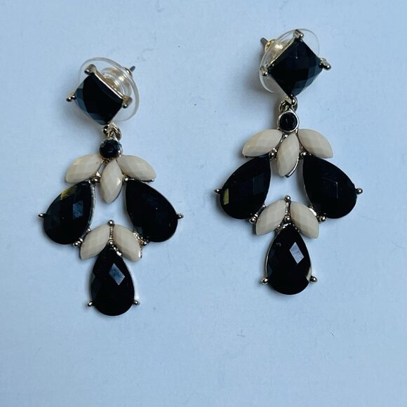 Studded Dangle Chandelier Earrings Black Modernist Boho Grunge Party 2 Pairs - Picture 3 of 7